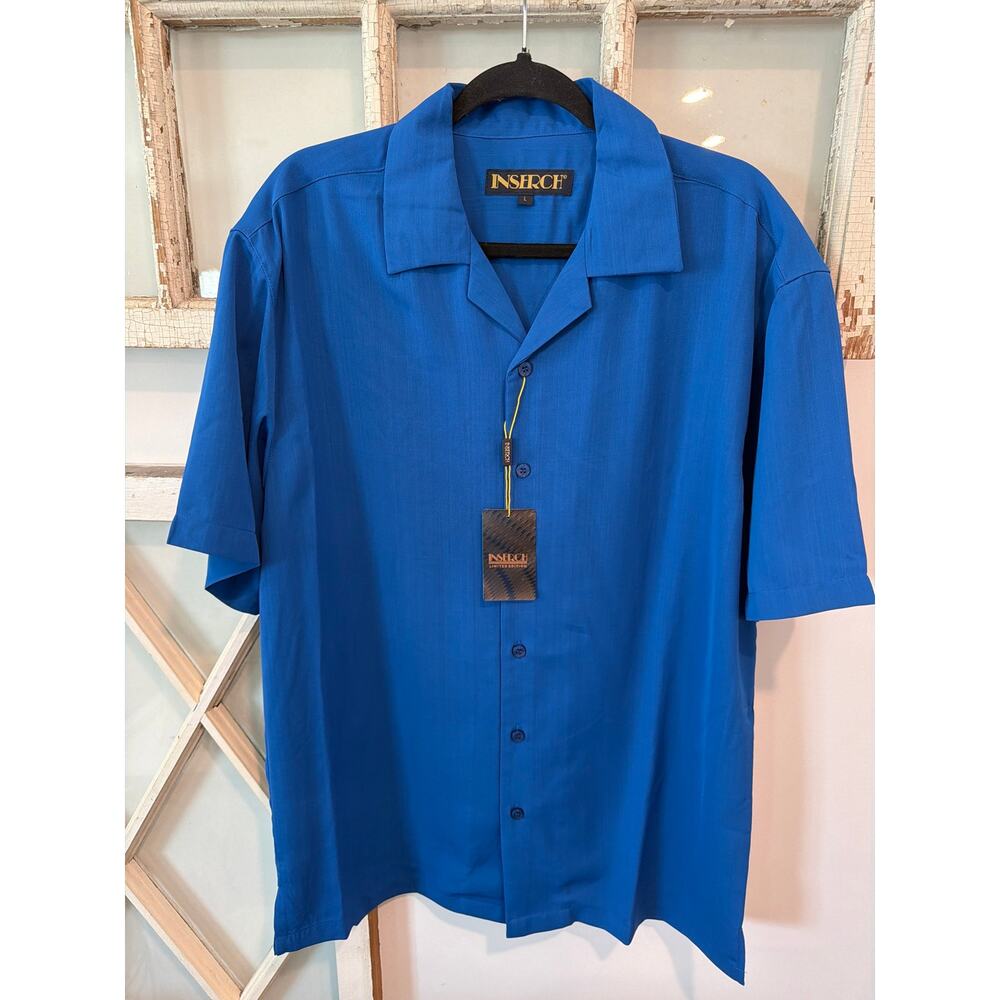 NWT Inserch size larch Imperial Blue men’s button down shirt